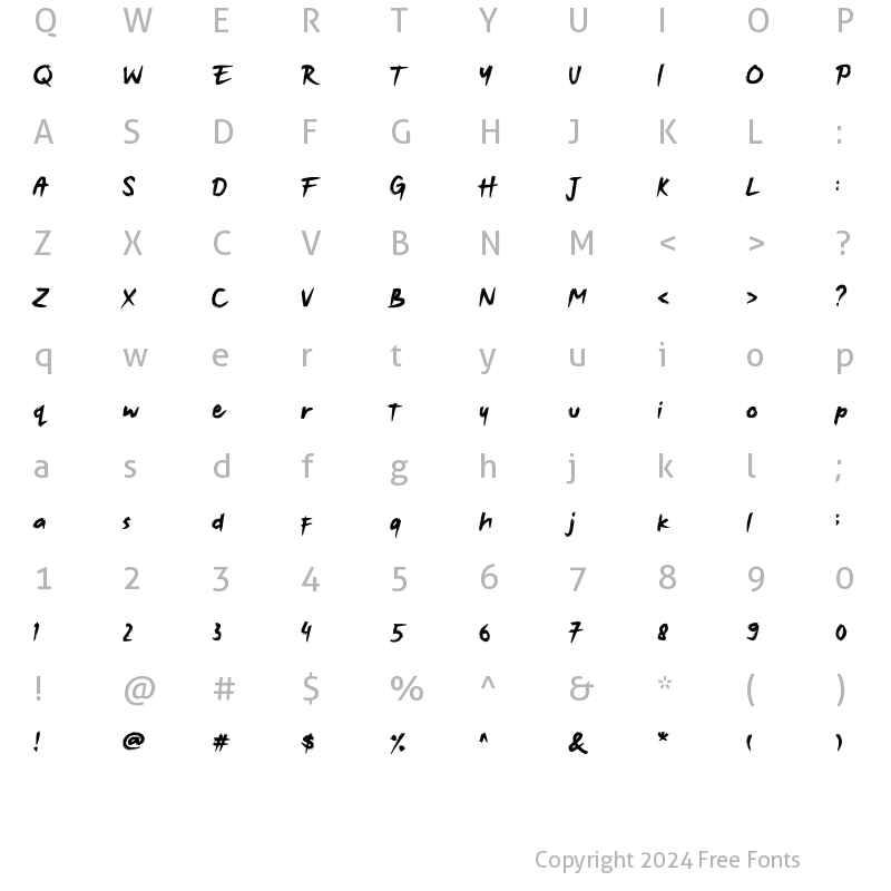 Character Map of Naofumi Regular