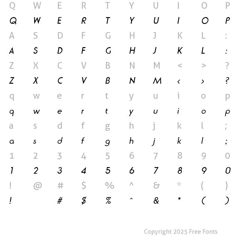 Character Map of NaomiBecker Italic