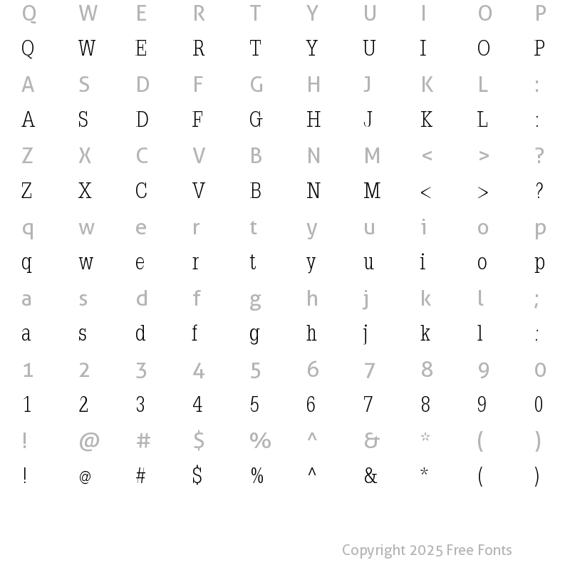 Character Map of Napoleodoni Regular