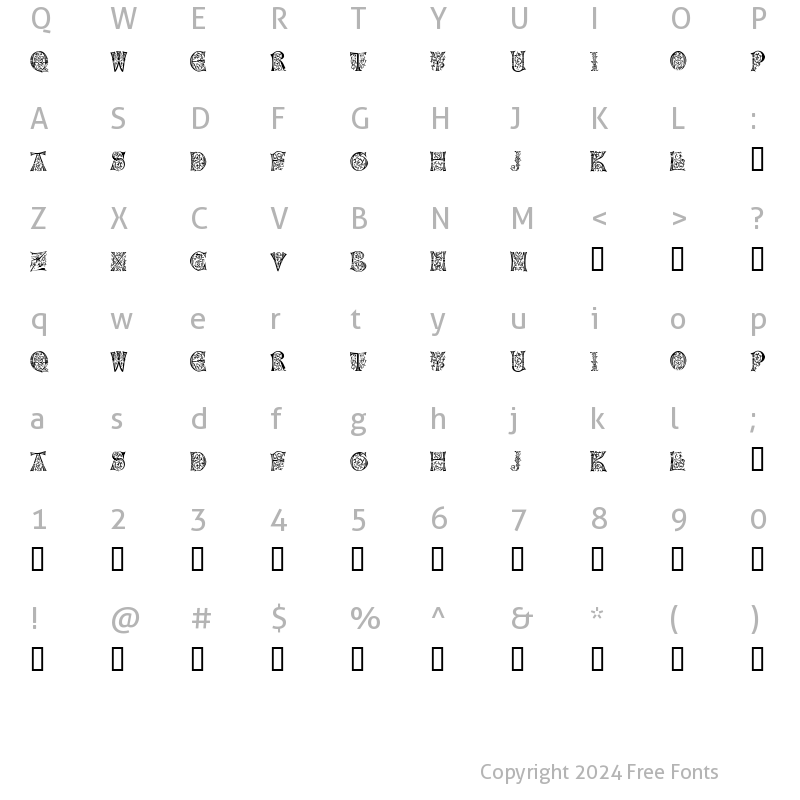 Character Map of Napoli Initialen Regular