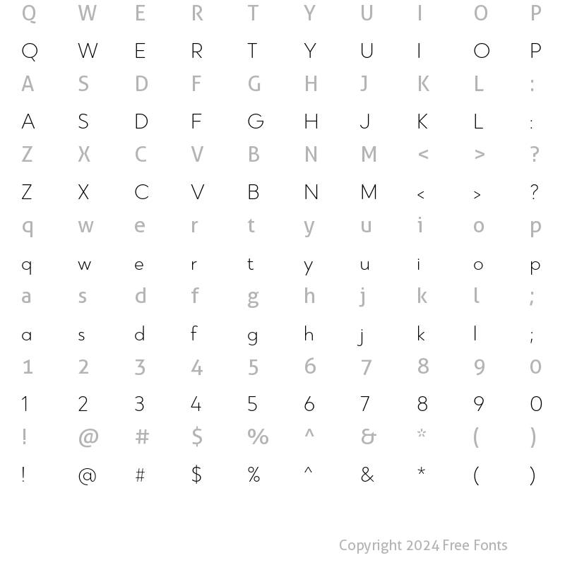 Character Map of Narin Light