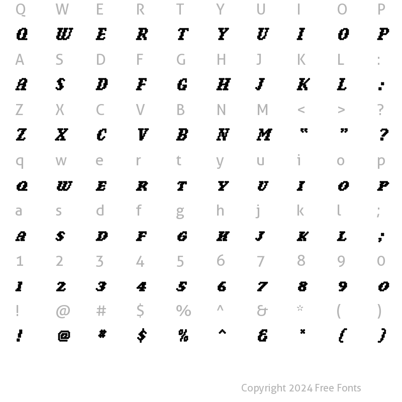 Character Map of NarlyBold Bold