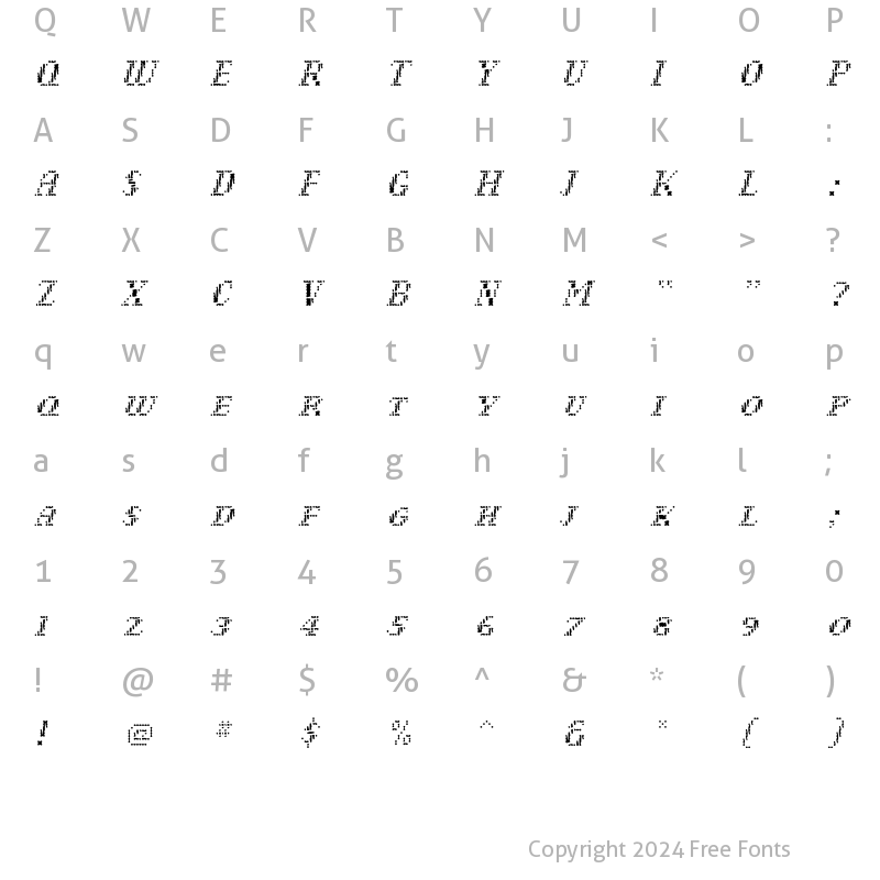 Character Map of NarlyLight Light Regular