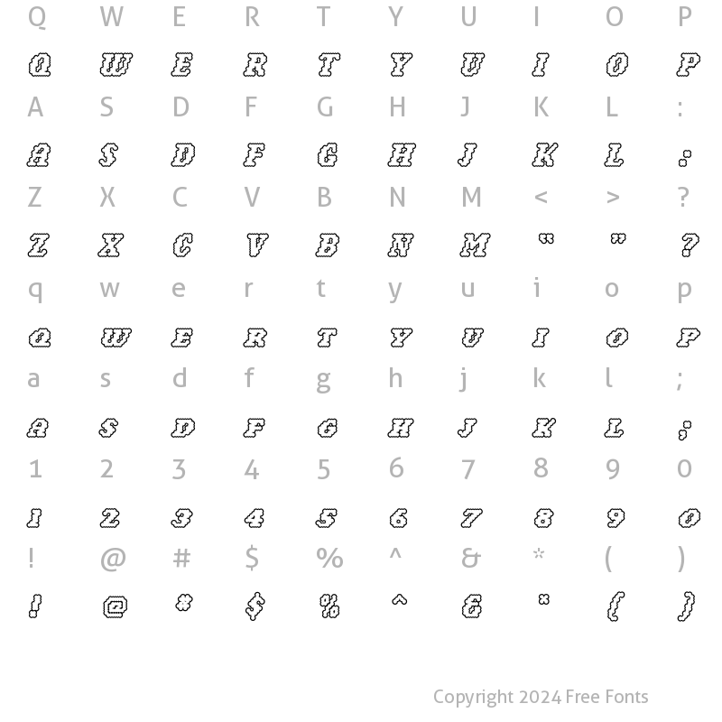 Character Map of NarlyOutline Outline Regular