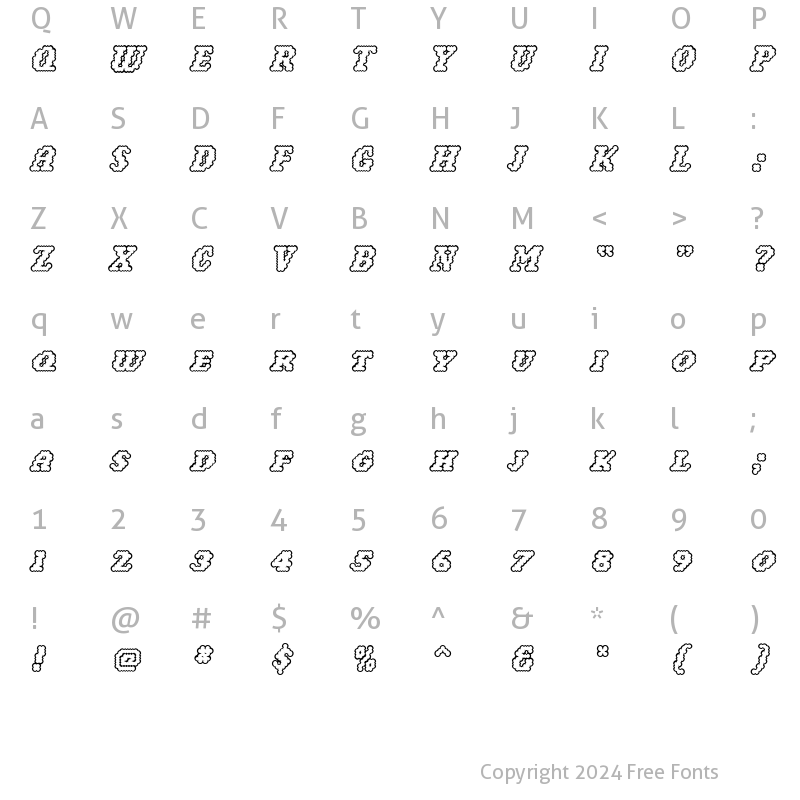 Character Map of NarlyOutline Roman