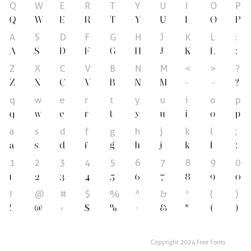 Character Map of Narziss Pro Regular