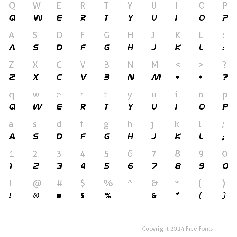 Character Map of Nasalization Bold Italic