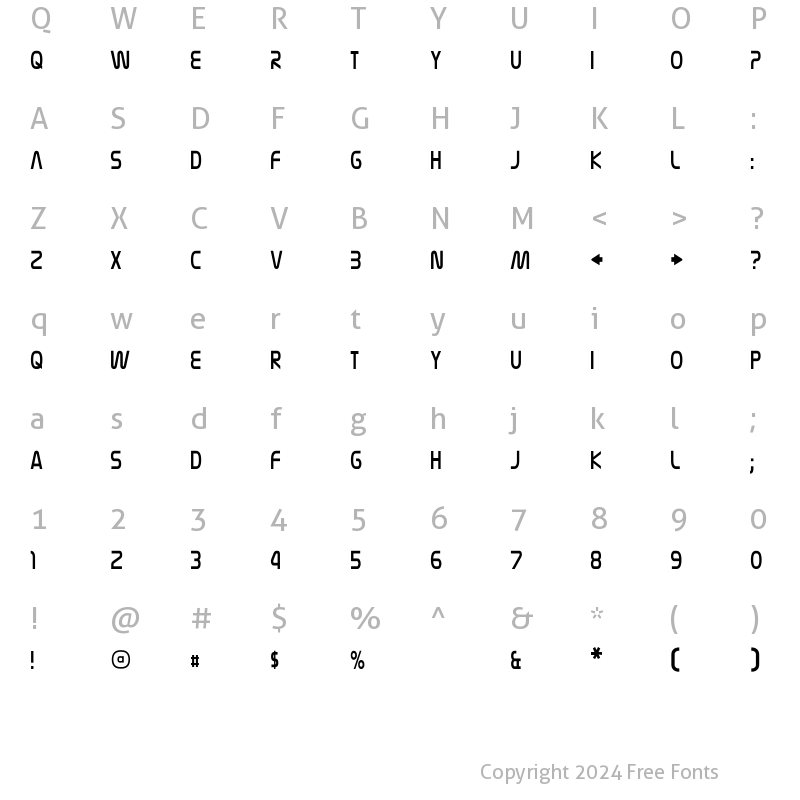 Character Map of Nasalization Condensed Light Regular