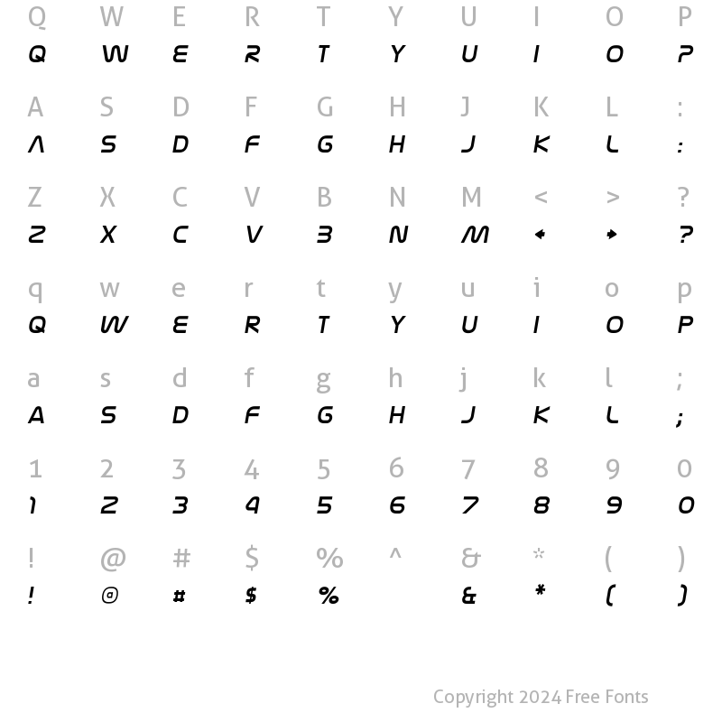 Character Map of Nasalization Italic