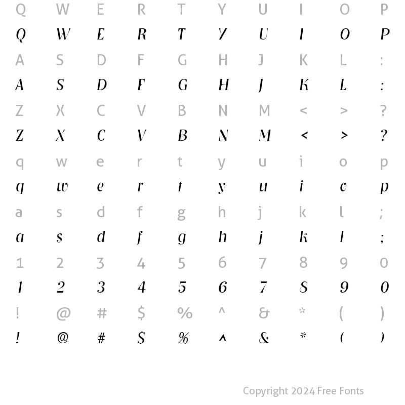 Character Map of NashvilleLH Italic