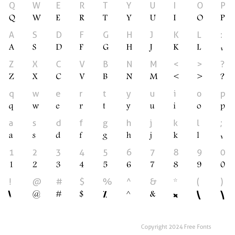 Character Map of Nasim Bold