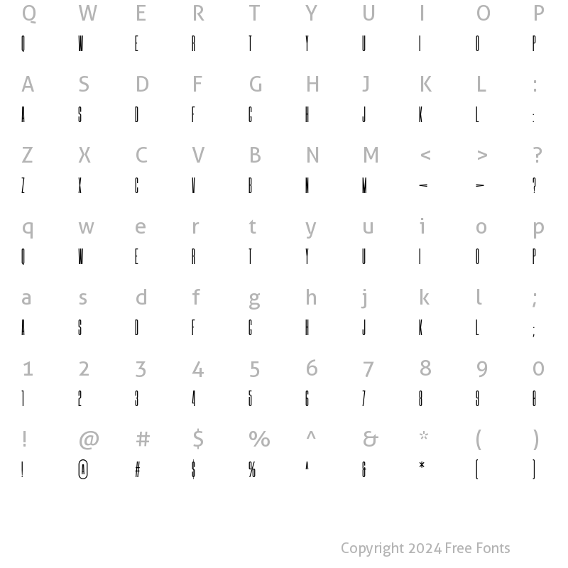 Character Map of Nata Hairline