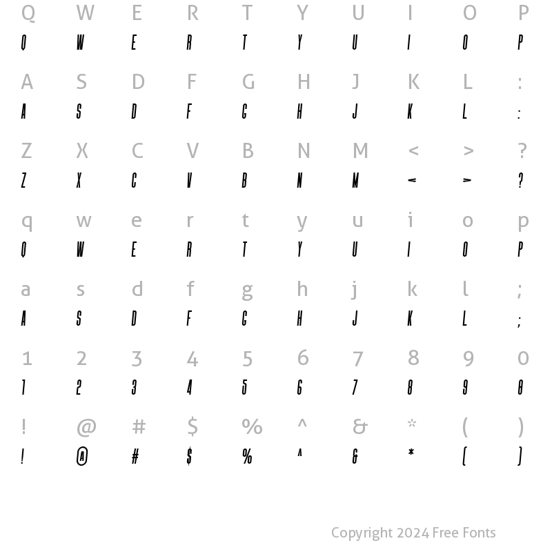 Character Map of Nata News Italic