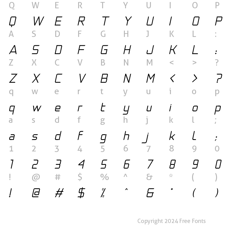 Character Map of Natalisa Regular Italic