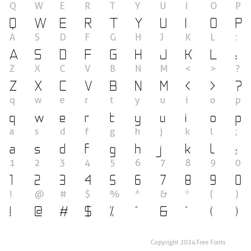 Character Map of Natalisa Thin