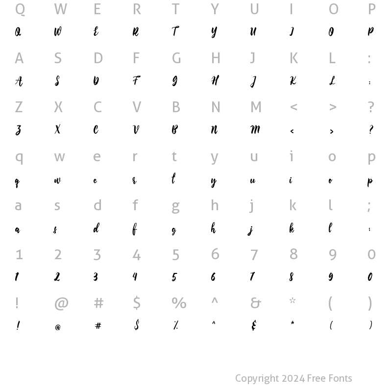 Character Map of Natashya Regular