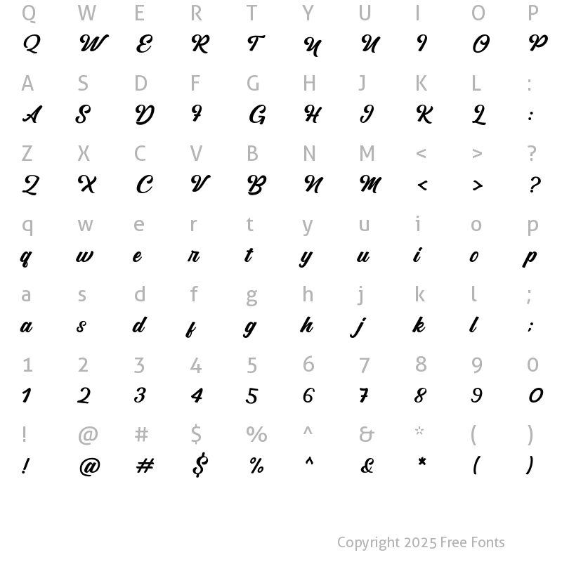 Character Map of Naterium Script Regular