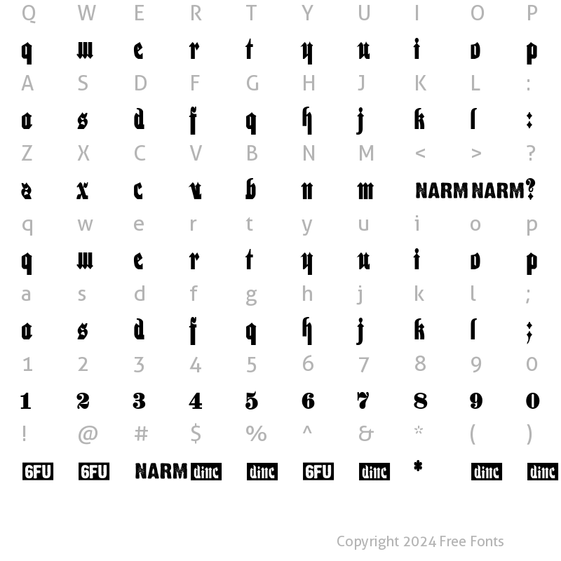 Character Map of Nathaniel Regular