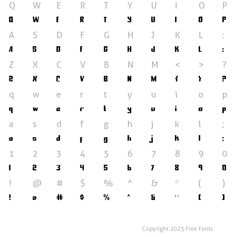 Character Map of National Express Regular