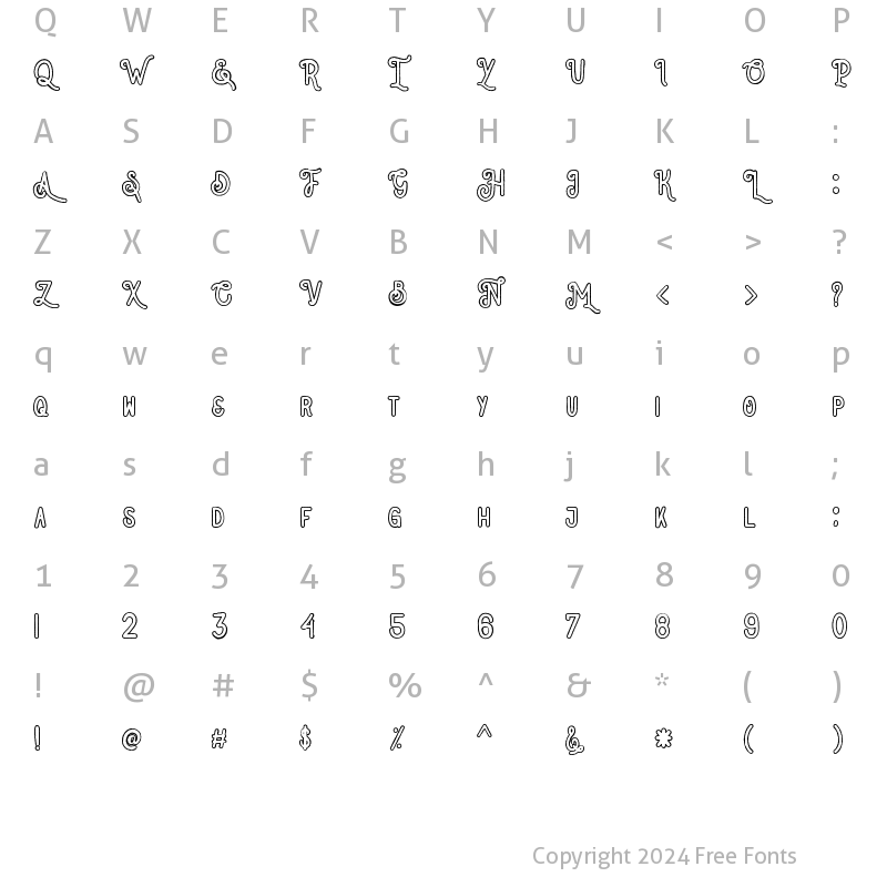 Character Map of NativeMilesType Outline