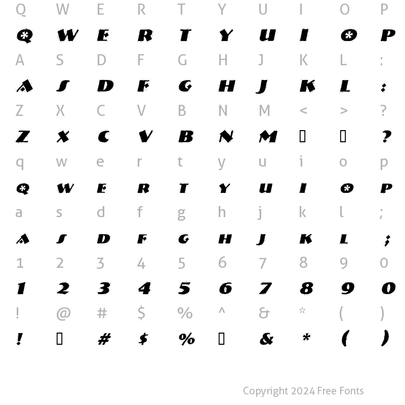 Character Map of Natividad Italic