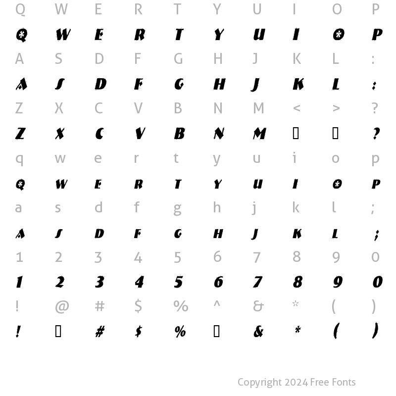 Character Map of NatividadCondensed Italic