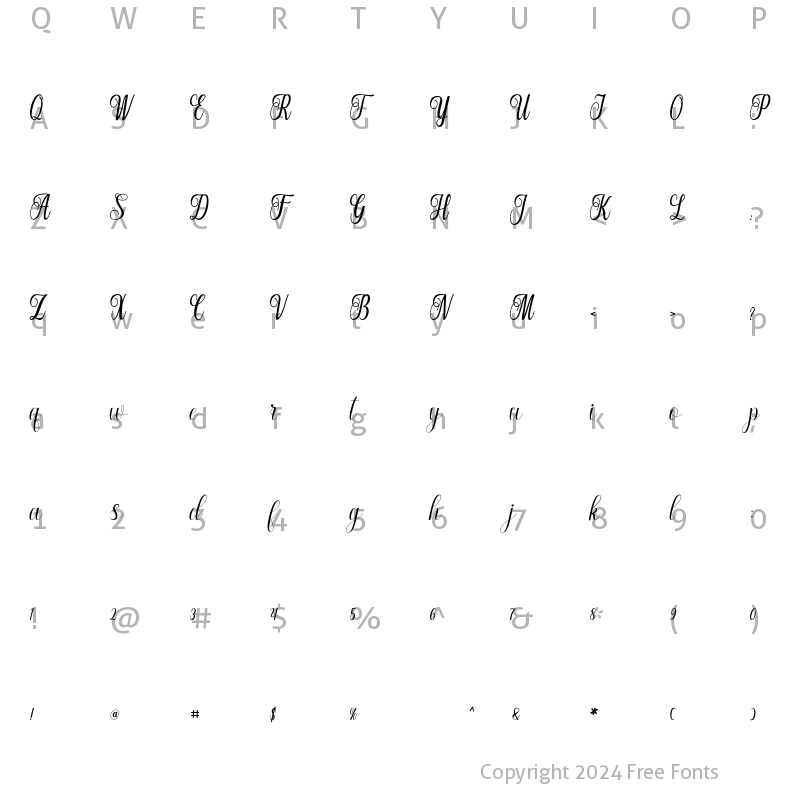 Character Map of Nattalia Regular