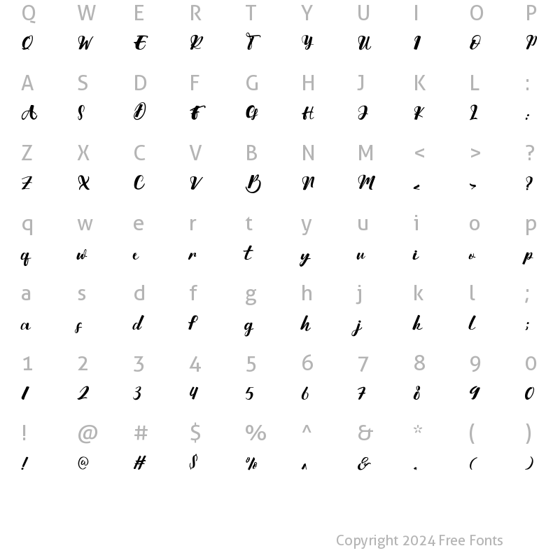 Character Map of Nattizah Regular