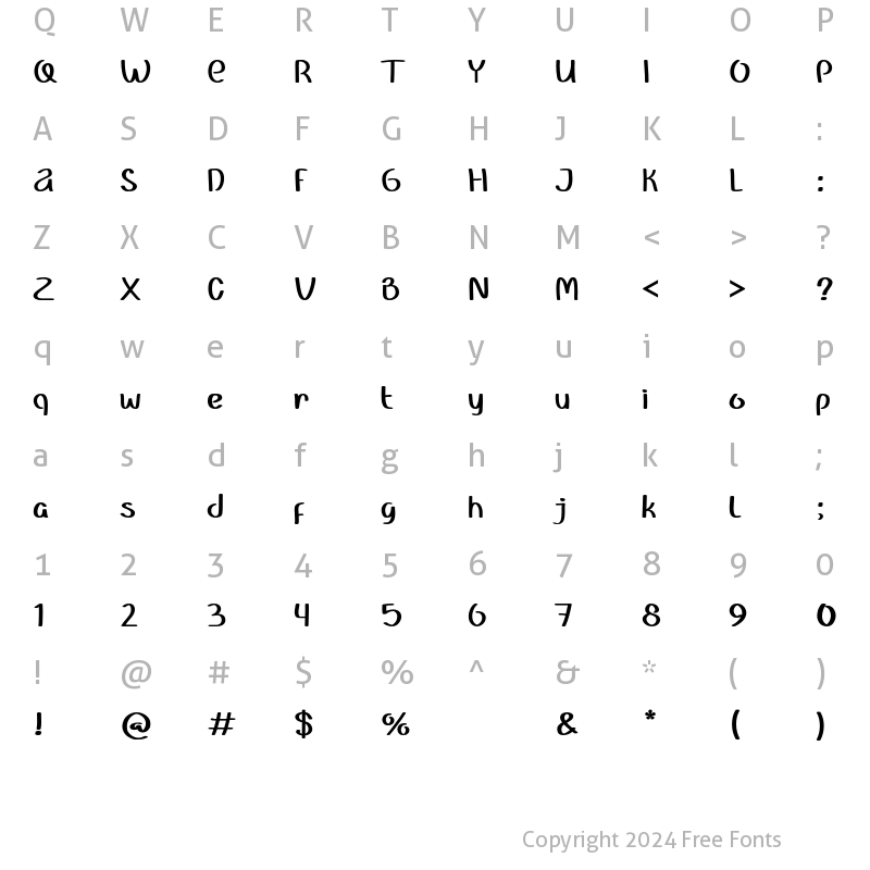 Character Map of Natune Regular