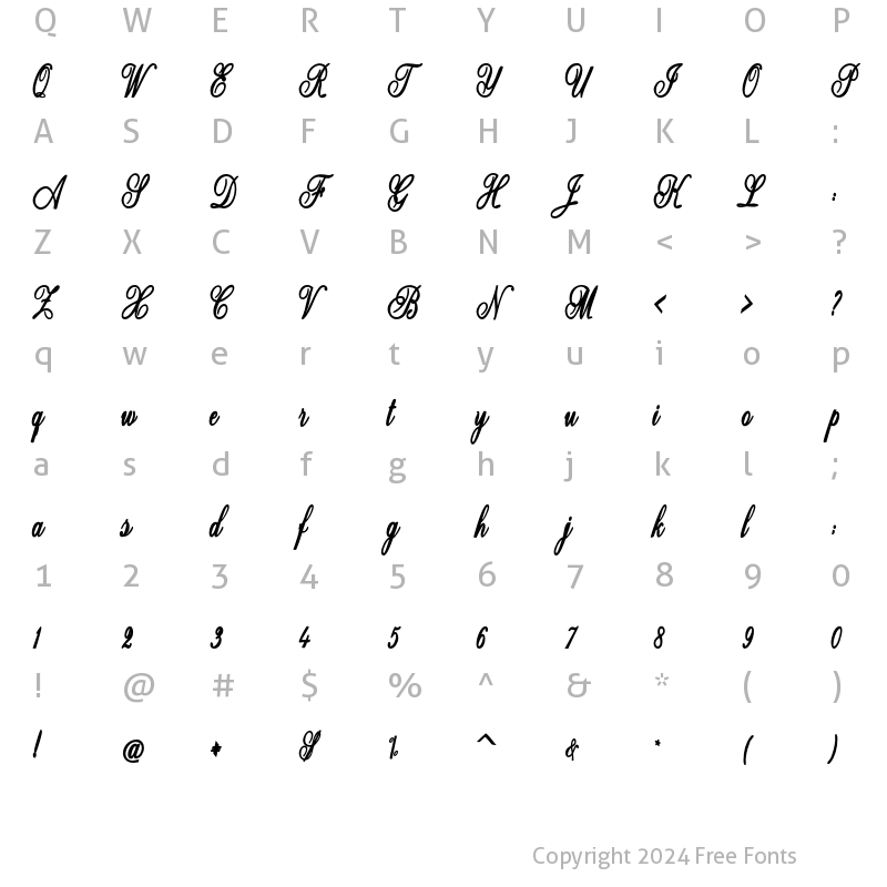 Character Map of Natural Fence Bold