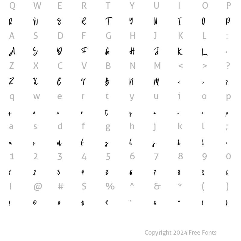 Character Map of Natural Handwritten Regular