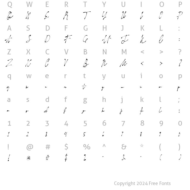 Character Map of Naturaliste Regular