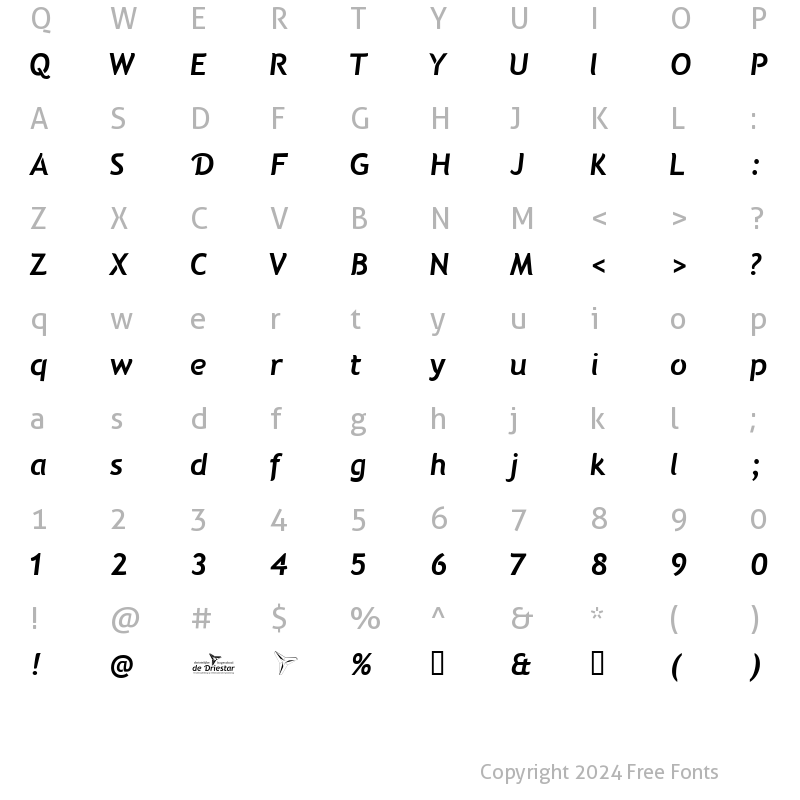 Character Map of Natzilino SemiBold