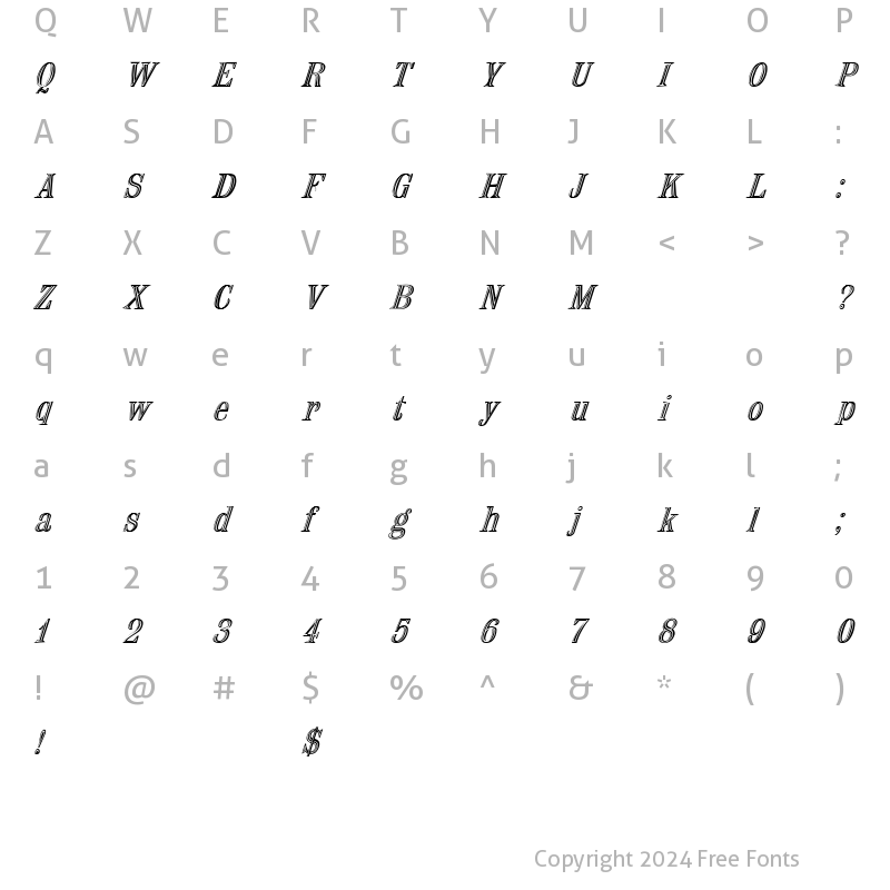 Character Map of Nauert Italic