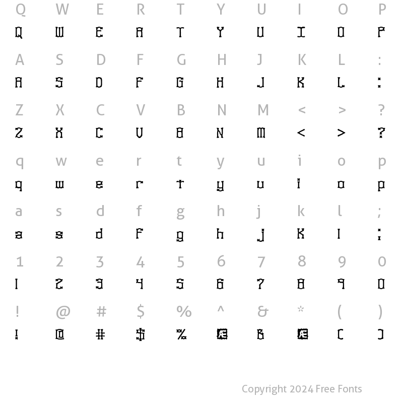 Character Map of Naughts (BRK) Regular