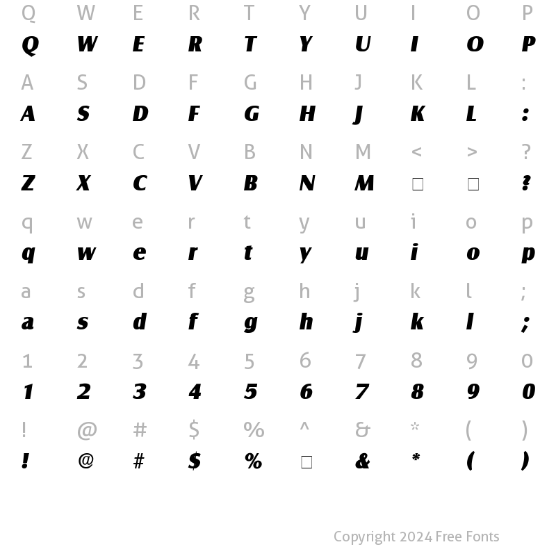 Character Map of Nauto Display SSi Italic