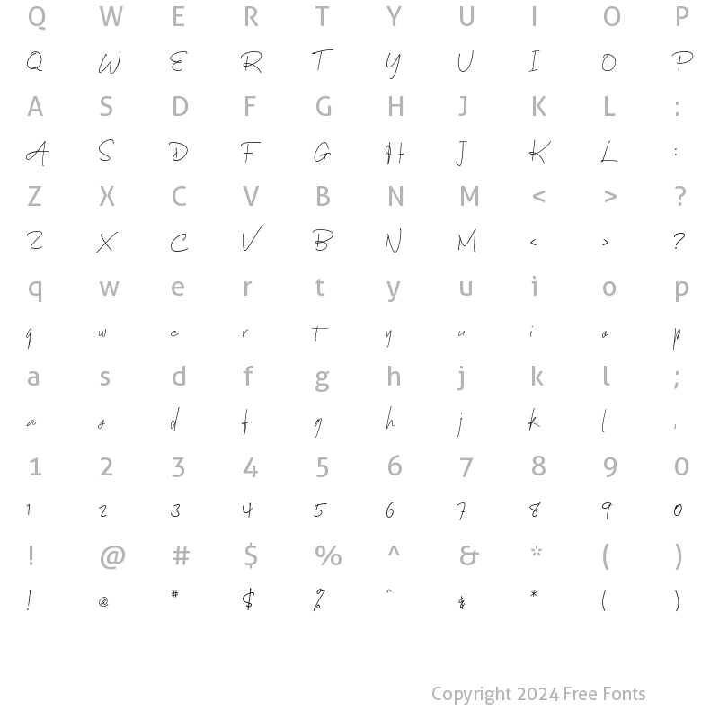 Character Map of Nayla Signattures Regular