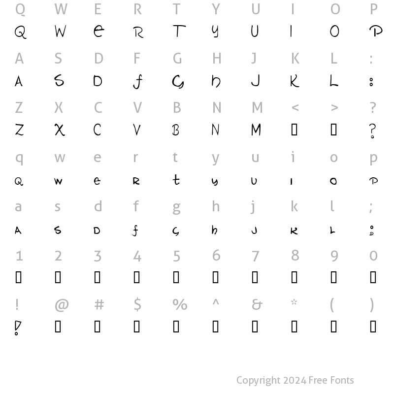 Character Map of Naz Grunge