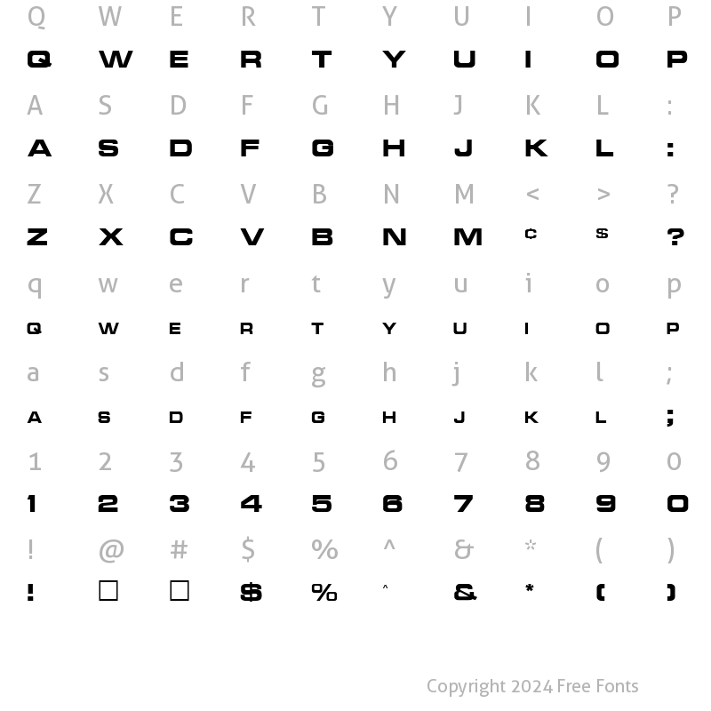 Character Map of NCC1701A Regular