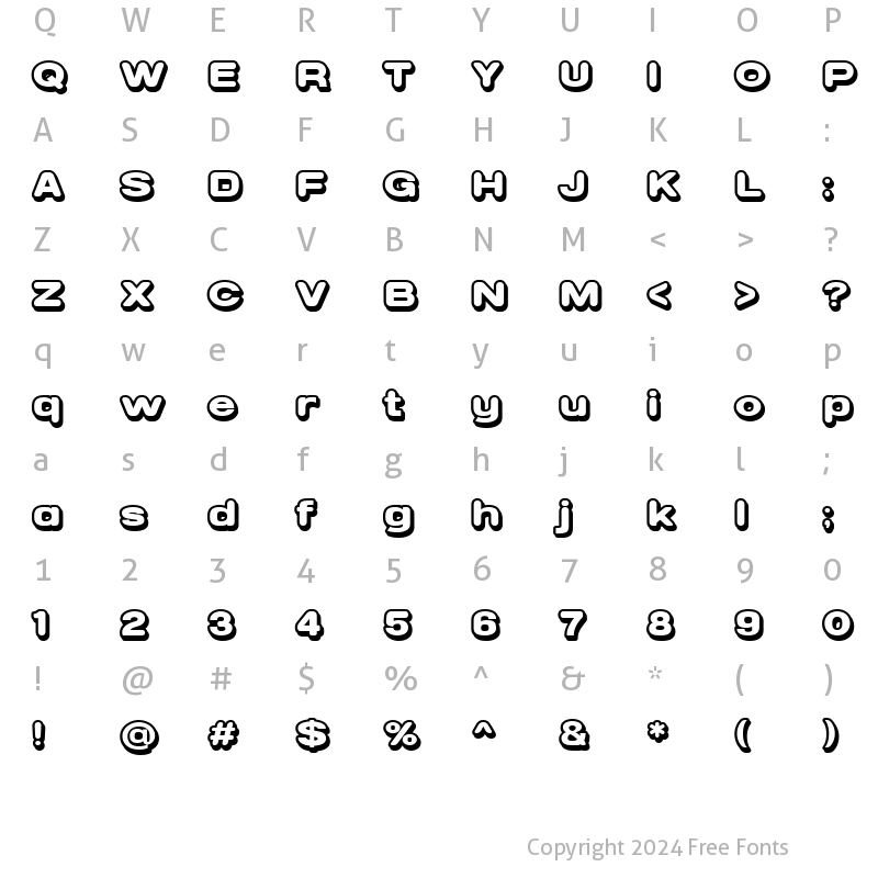 Character Map of NCS Radhiumz Bold Shadow