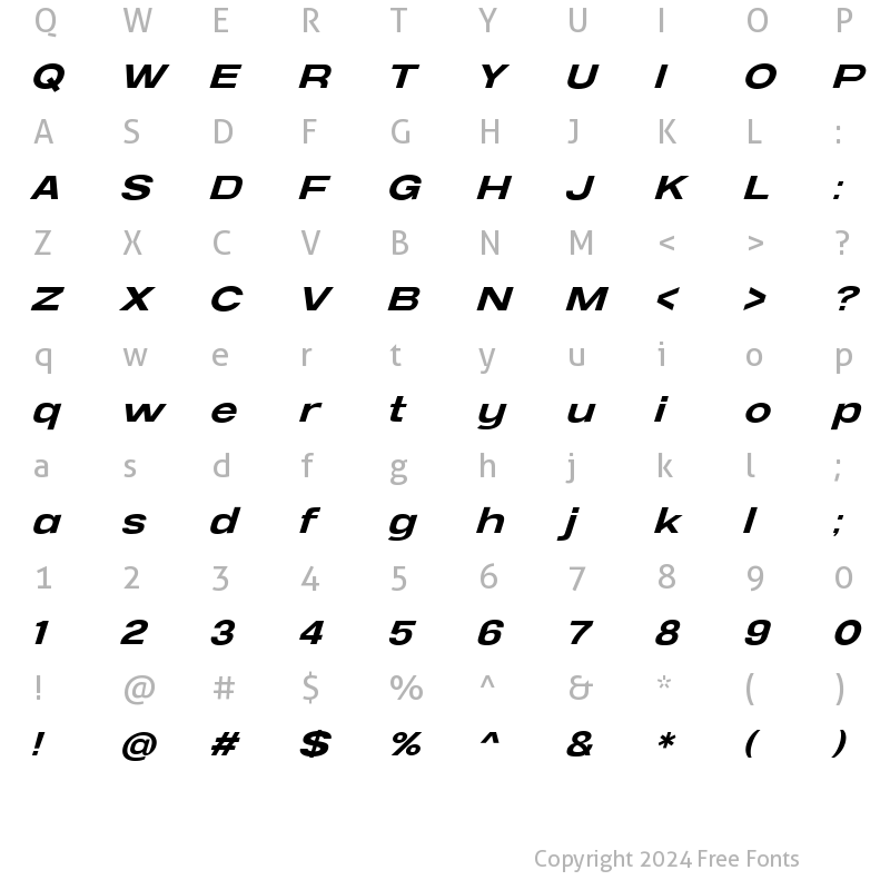 Character Map of NCS Radhiumz Italic