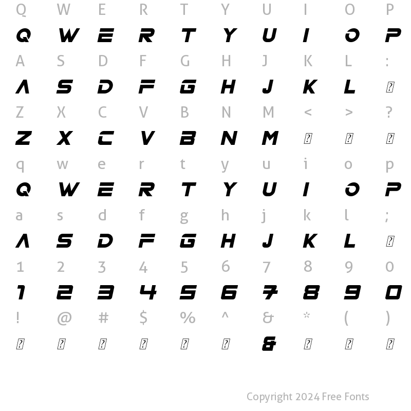 Character Map of ND LOGOS Italic