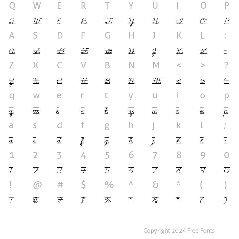 Character Map of NealCurieRuledSH Regular