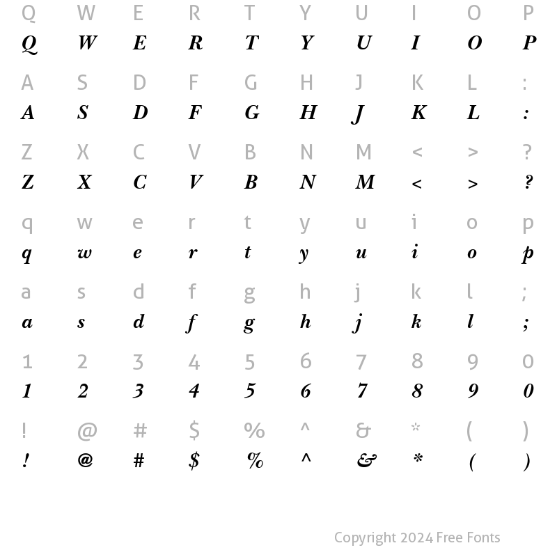 Character Map of Nebraska Bold Italic