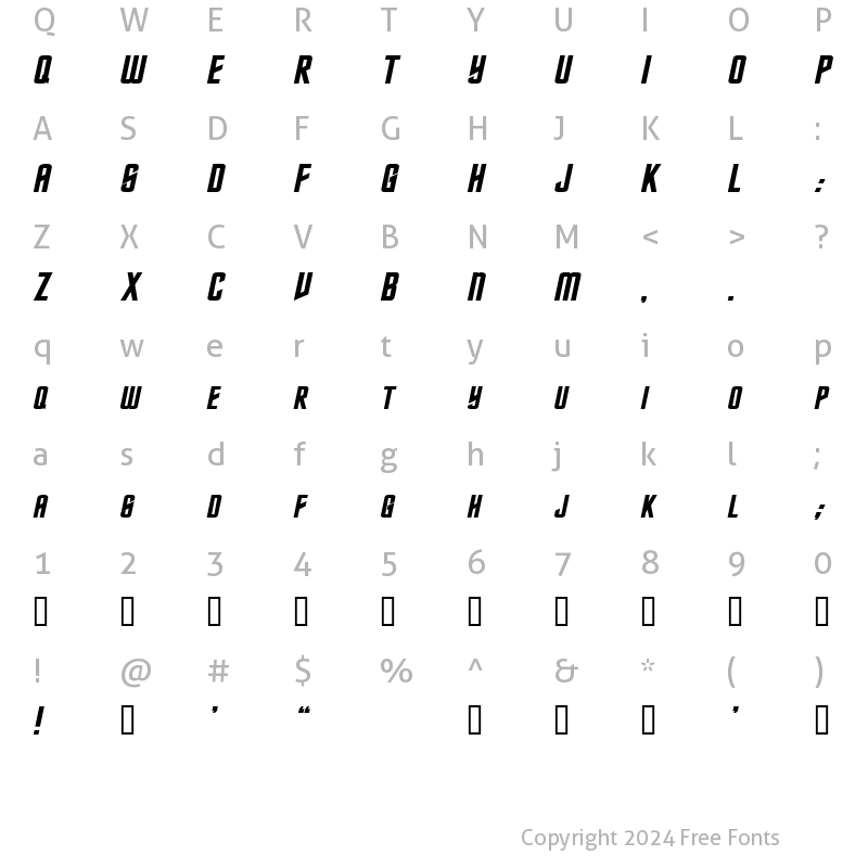 Character Map of Nebula BoldItalic