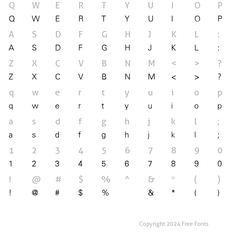 Character Map of Nebula Light Regular