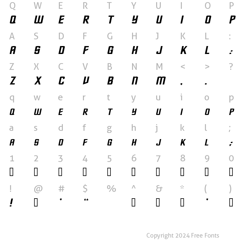 Character Map of NebulaExtended Italic