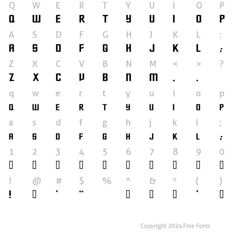 Character Map of NebulaExtended Regular