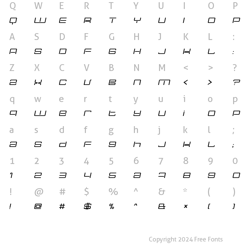 Character Map of Nec plus ultra Italic