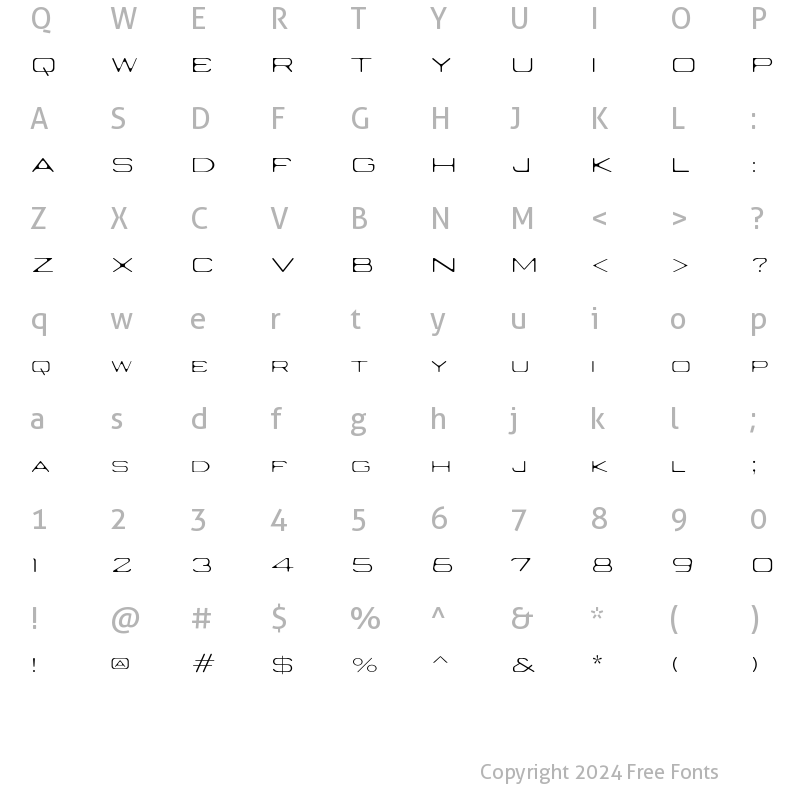 Character Map of Nedian ExtraLight Regular